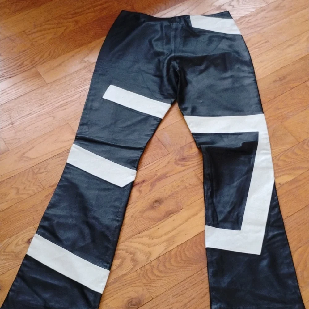 🔥 BLACK LEATHER Designer Illig PANTS Zip Front Sz SMALL Deadstock  GOTHIC